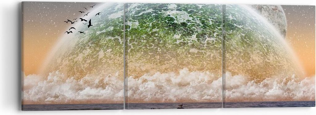 Bild auf Leinwand - Leinwandbild - Abstraktion Planet Erde Globus - 90x30cm - Wand Bild - Wanddeko - Leinwanddruck - Bilder - Kunstdruck - Wanddeko...
