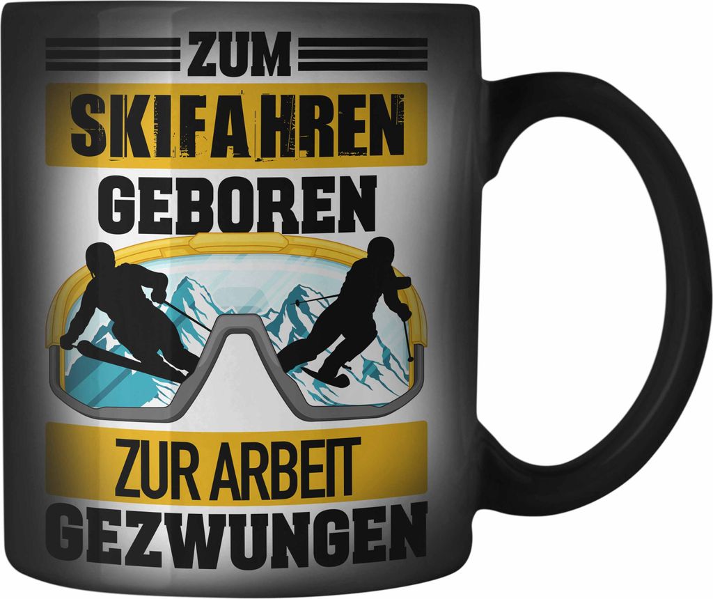 Trendation - Ski Fahren Farbwechsel Zauber-Tasse Geschenk Skifahrer Geschenk Farbwechsel Zauber-Tasse Lustig für Männer Frauen Skifahren Witz Spr...