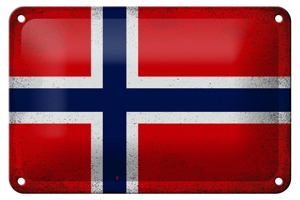 Blechschild Flagge Norwegen 18x12cm Flag Norway Vintage Dekoration