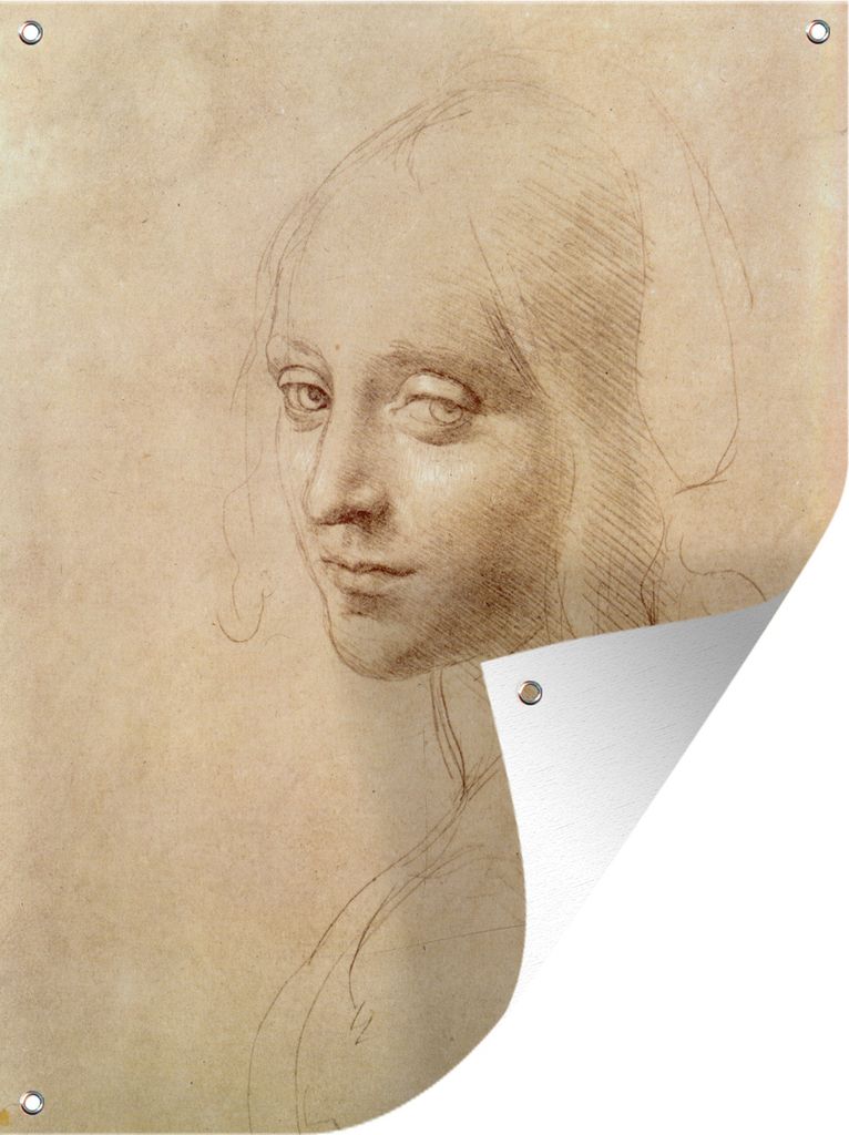 MuchoWow 30x40 cm Outdoor-Poster Gartendeko Sichtschutz Garten Poster für den Garten Skizze - Leonardo da Vinci