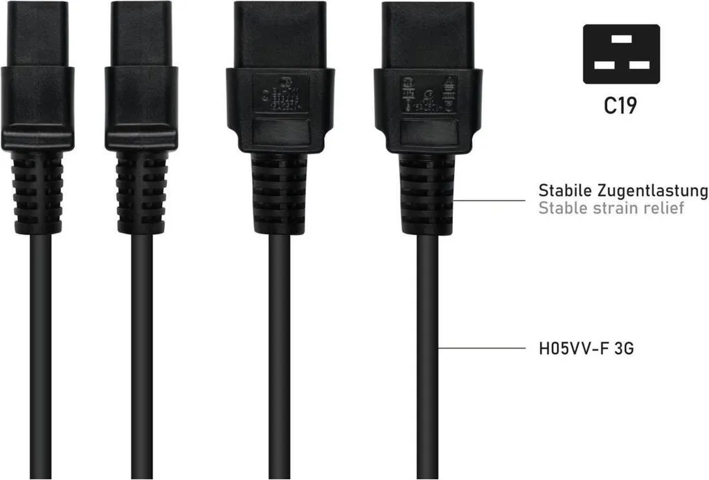 Rallonge Électrique Professionnelle C20 C19 Noire 3 mètres pour Onduleur PC - 4