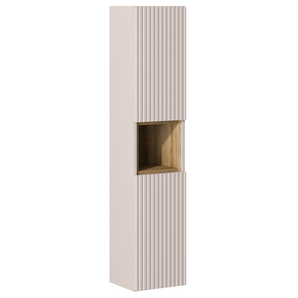 Hochschrank mit Regaleinsatz, kaschmir und Eiche, NEWPORT-56-CASHMERE