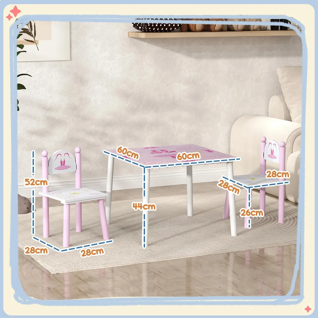 Table d'activités avec chaises pour fille 2-5 ans rose et blanc - 3