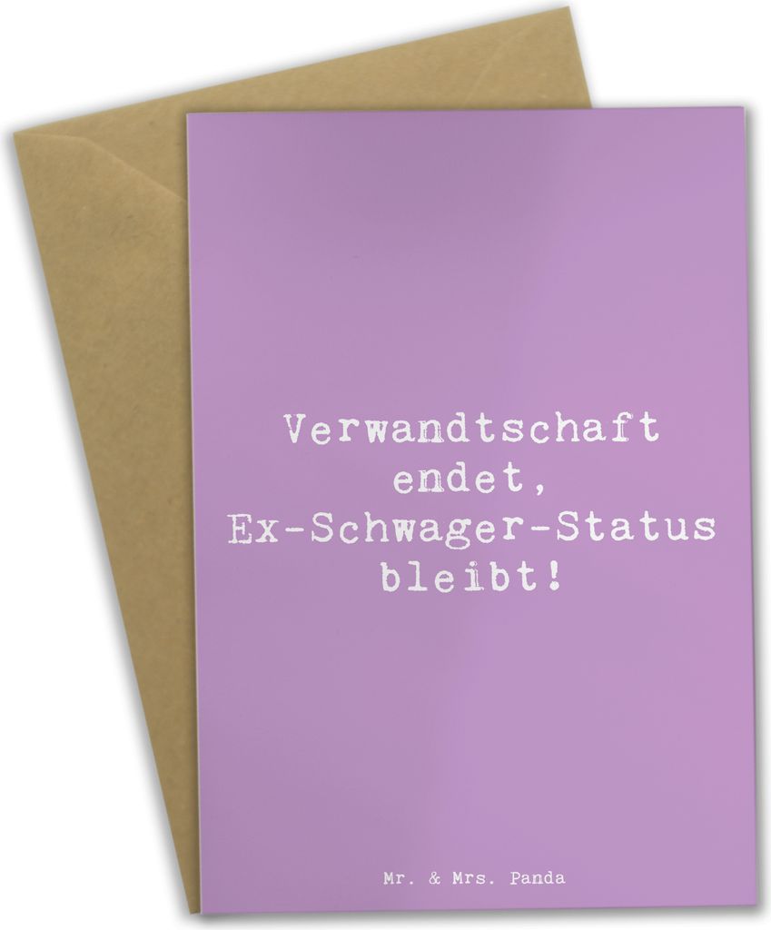 Mr. & Mrs. Panda Grußkarte Spruch Ex-Schwager Erinnerung - Lavendeltraum - Geschenk, Verwandtschaft, babykarte, Freude, herzerwärmende Sprüche, ...