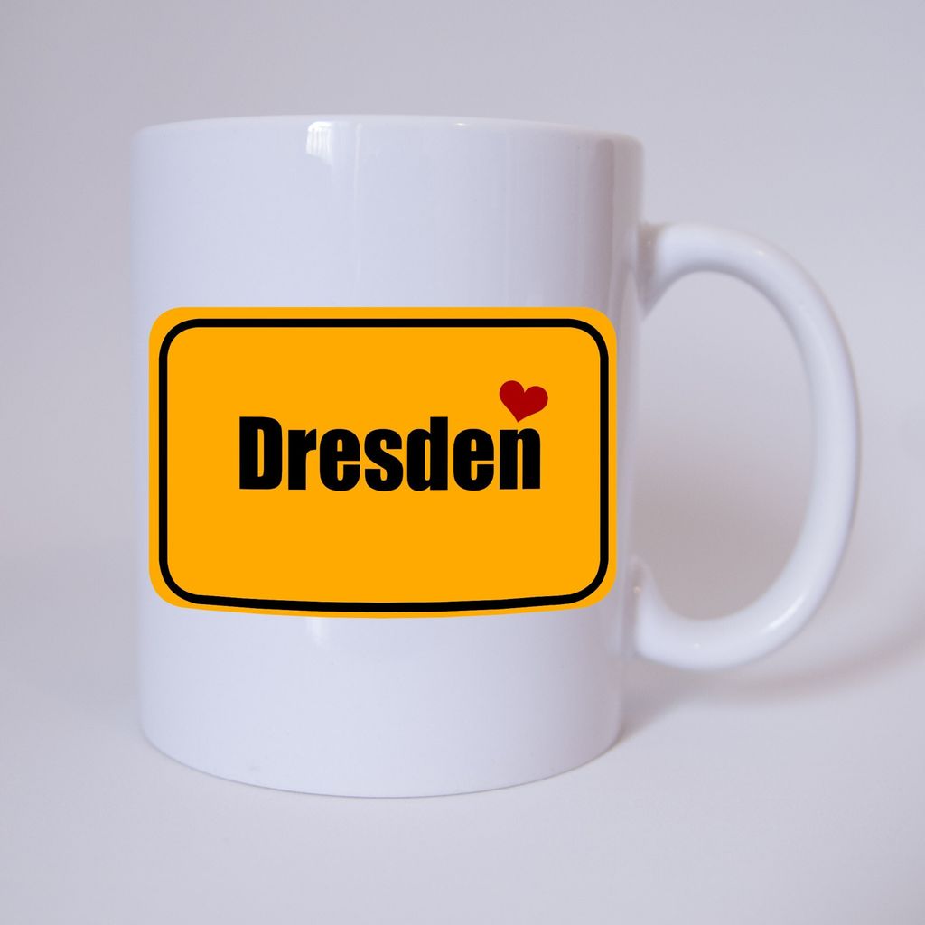 Dresden - I love Dresden - Ortsschild - Meine Heimat Dresden - Meine Stadt Dresden - Ich liebe Dresden - Tasse - Kaffeetasse - Kaffeebecher - Kaffe...