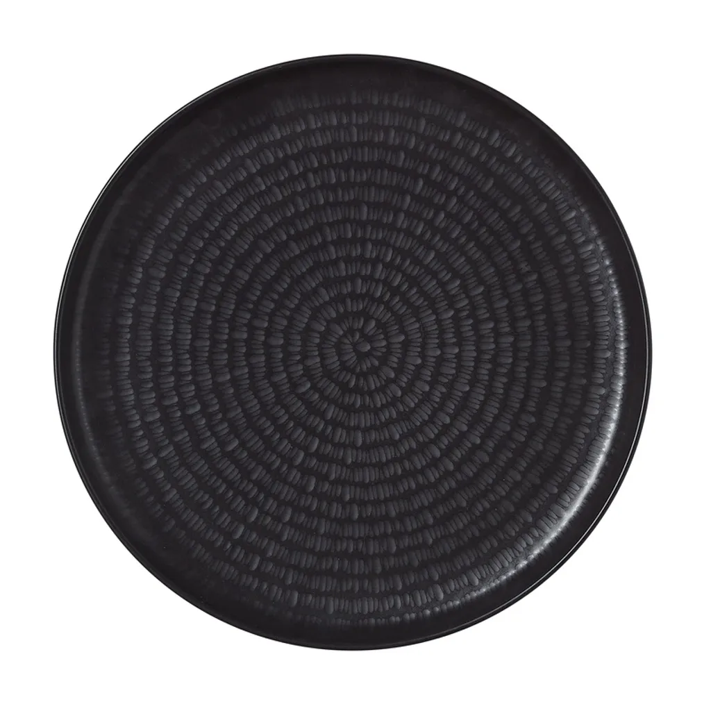 Service de 6 Grandes Assiettes Plates de Table Noir Frêne NOVA 27cm
