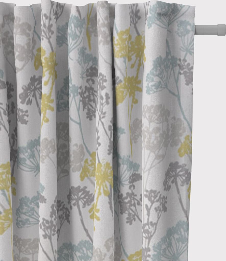 SCHÖNER LEBEN. Vorhang Blumen Gräser Mineral blau grün grau 245cm Aufhängung Smok-Schlaufenband
