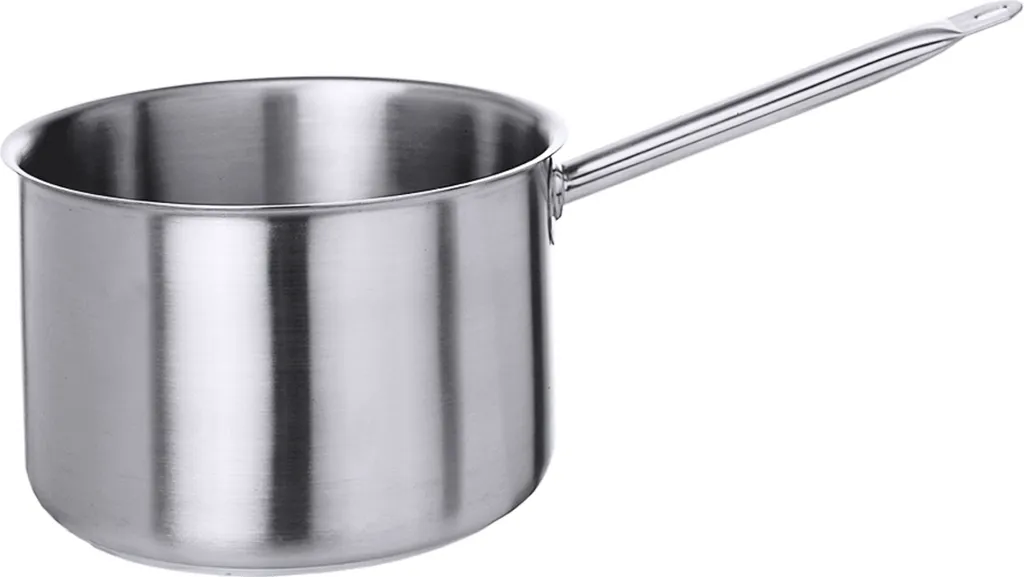 Casseruola alta in acciaio inossidabile 18/10, lucido opaco, con manico tubolare e bordo versatore, base a sandwich da 7 mm, adatta all'induzione, qualità pesante