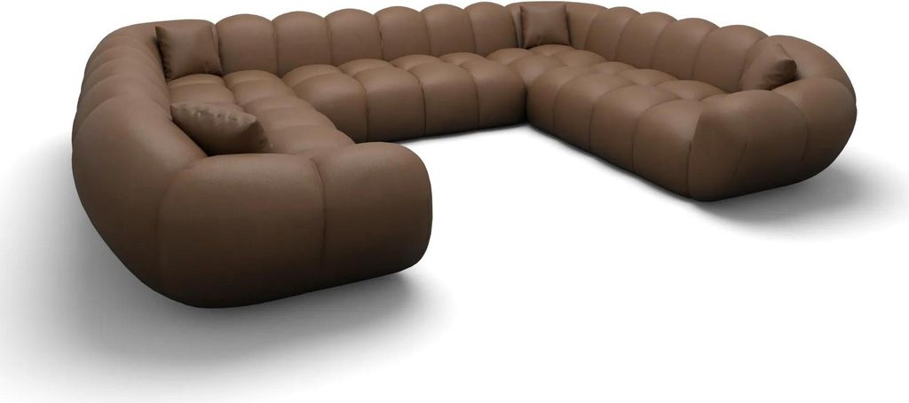 Kunstleder U-Form XXL Panorama Sofa Liva Braun