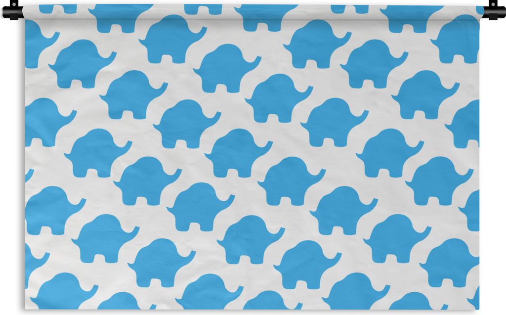 MuchoWow Wandteppich Wandbehang Blau - Elefant - Design 60x40 cm Tapisserie Dekoration Wandtuch - Wanddekorationen