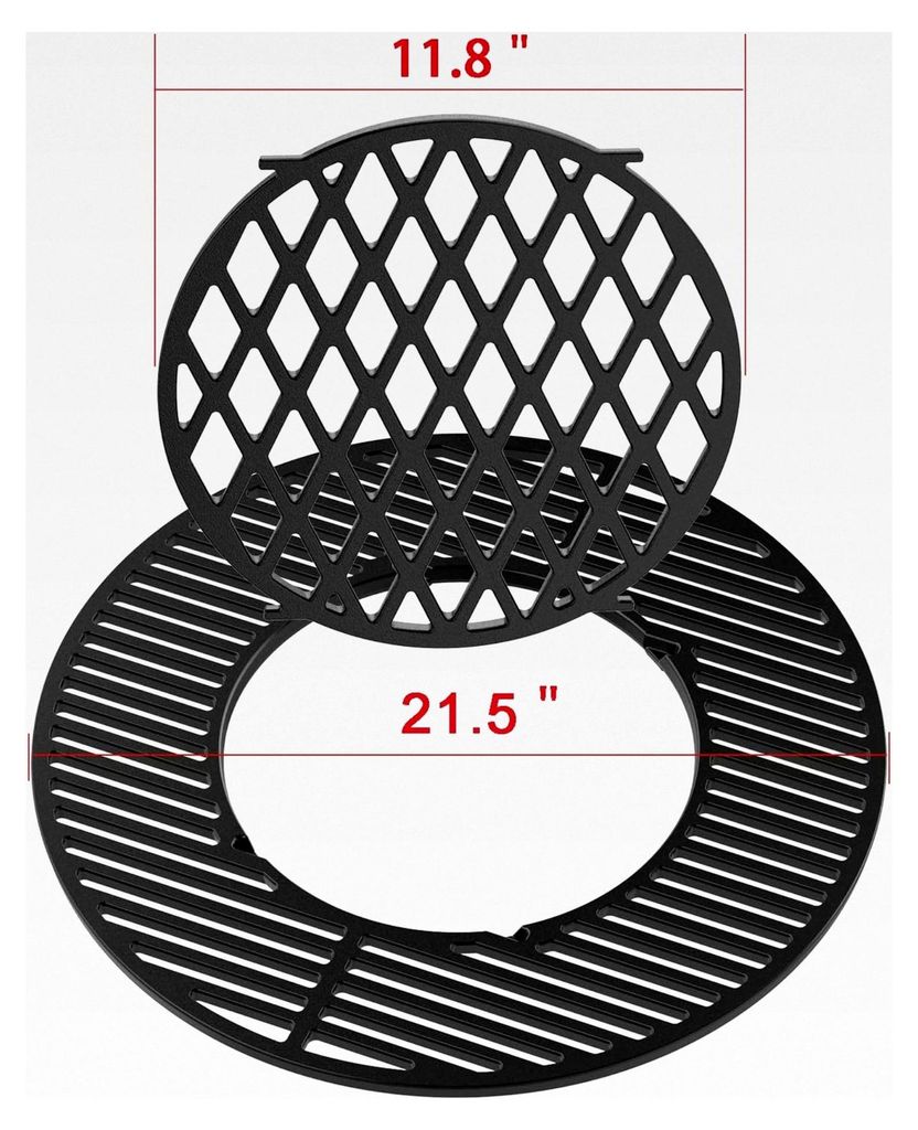 Kompletter Gusseisen-Grillrost System Sear Grate für Weber 57 Kugelgrill