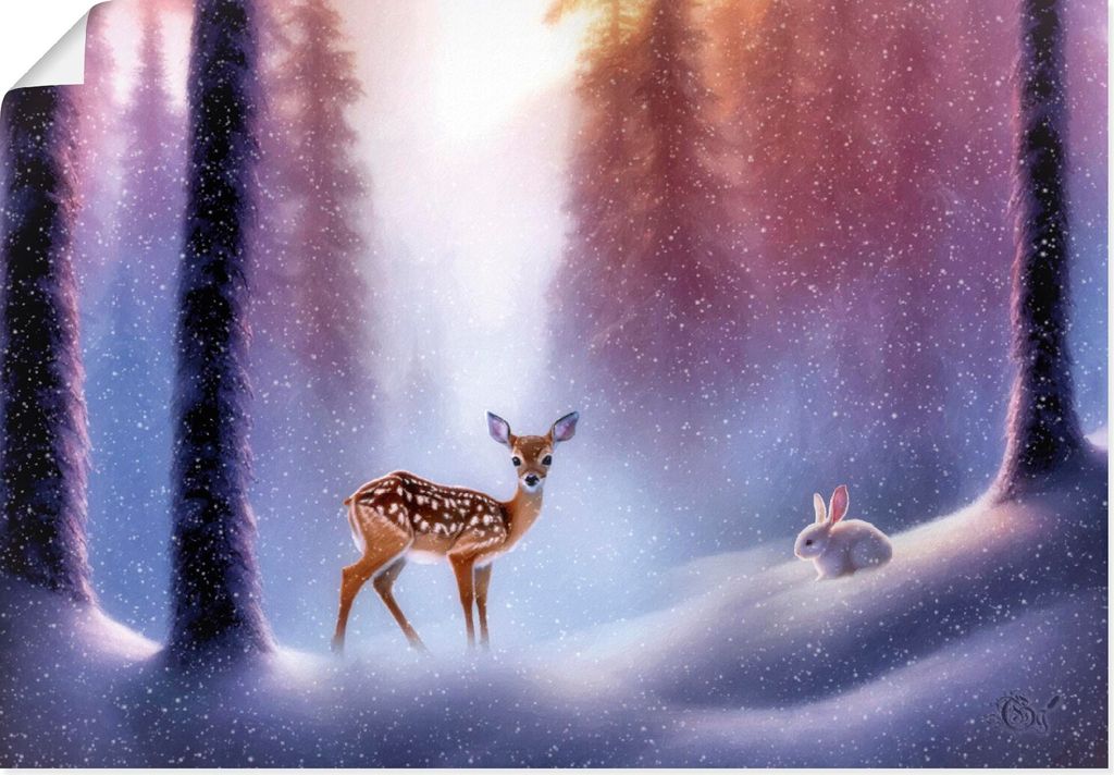 ARTland Poster Freunde im Schnee Größe: 130x90 cm