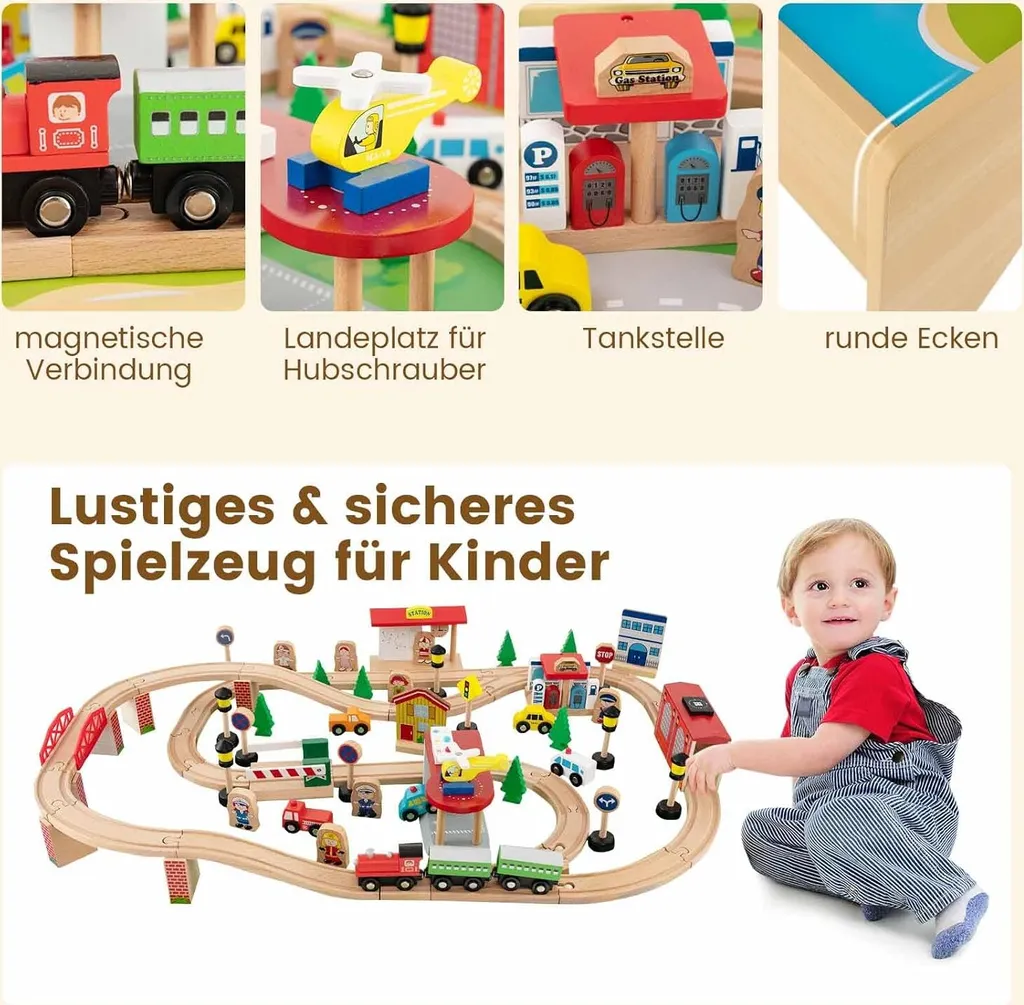 Espace de Jeu Enfant Complet : Table de Train en Bois Multiactivités