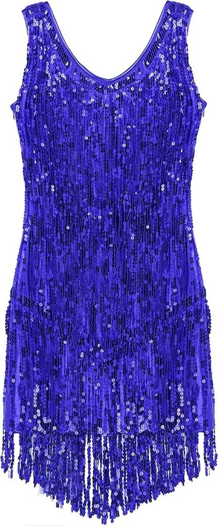 Damen Pailletten Gr. XL Kleid Salsa Rumba Tanzbauch Tanzkleid Metallic Kleid Glänzend Tanzkleid für Party
