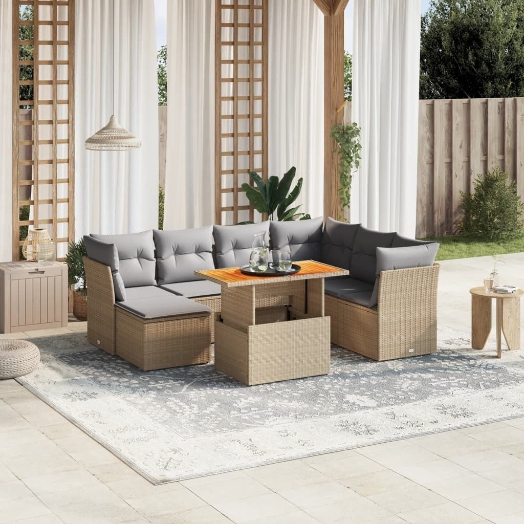 Maison Exclusive - 8-tlg. Garten-Sofagarnitur mit Kissen Beige Poly Rattan