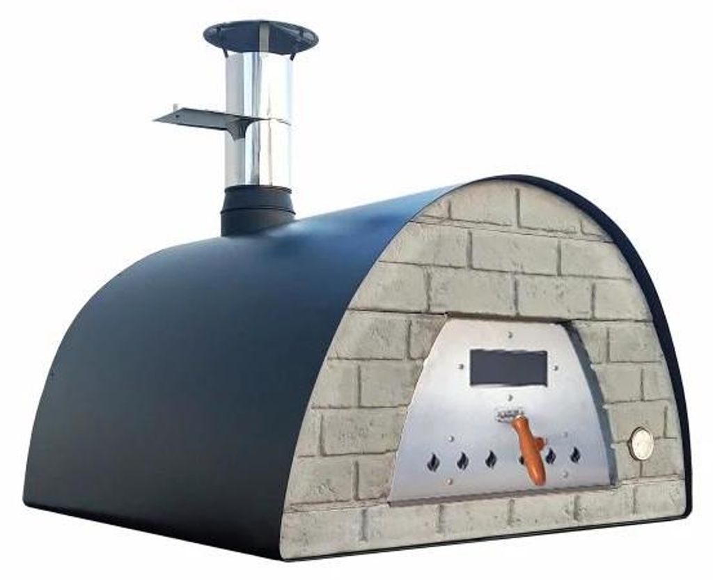Holzbackofen Veloce Pro 100 – Ziegelfront Schwarz Ofenfarbe: schwarz Ofengestell: Gestell Bello