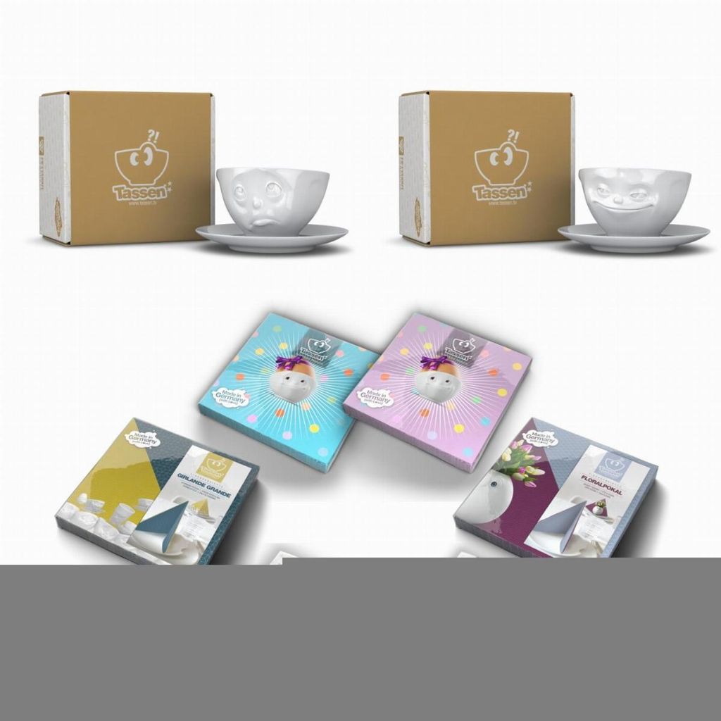 Fiftyeight Tassen-Set 2-tlg. 200 ml + Servietten Nr 012 weiß Kaffeetassen