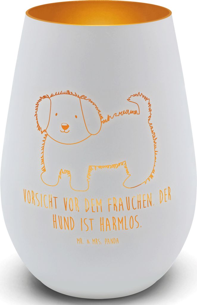 Mr. & Mrs. Panda Windlicht Glas Hund Flauschig - Weiß - Geschenk, ambiente licht, deko, Laterne, Sprüche, Hundebesitzer, Niedlich, Teelichthalter...