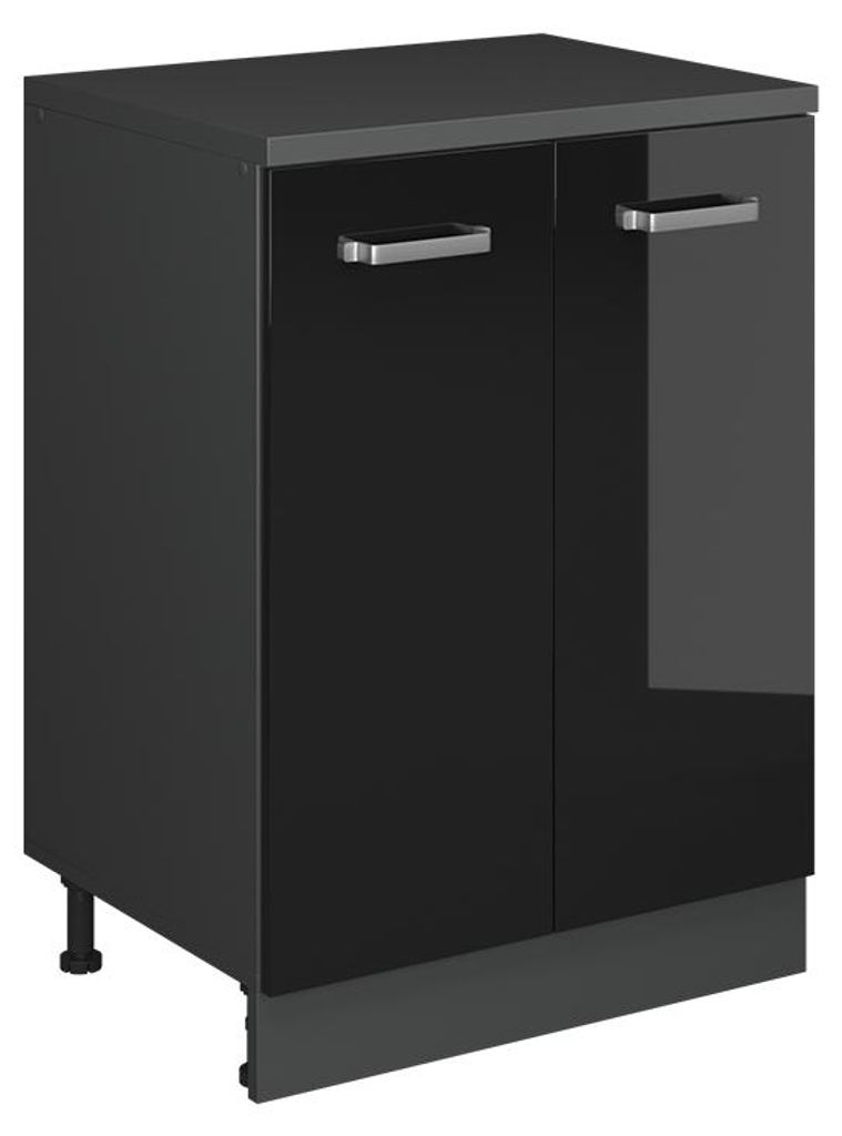 Kommode unter Schräge Vicco Rion Schwarz Hochglanz 60 x 81.6 cm ohne Schräge mit 2 Türen, Model 60805
