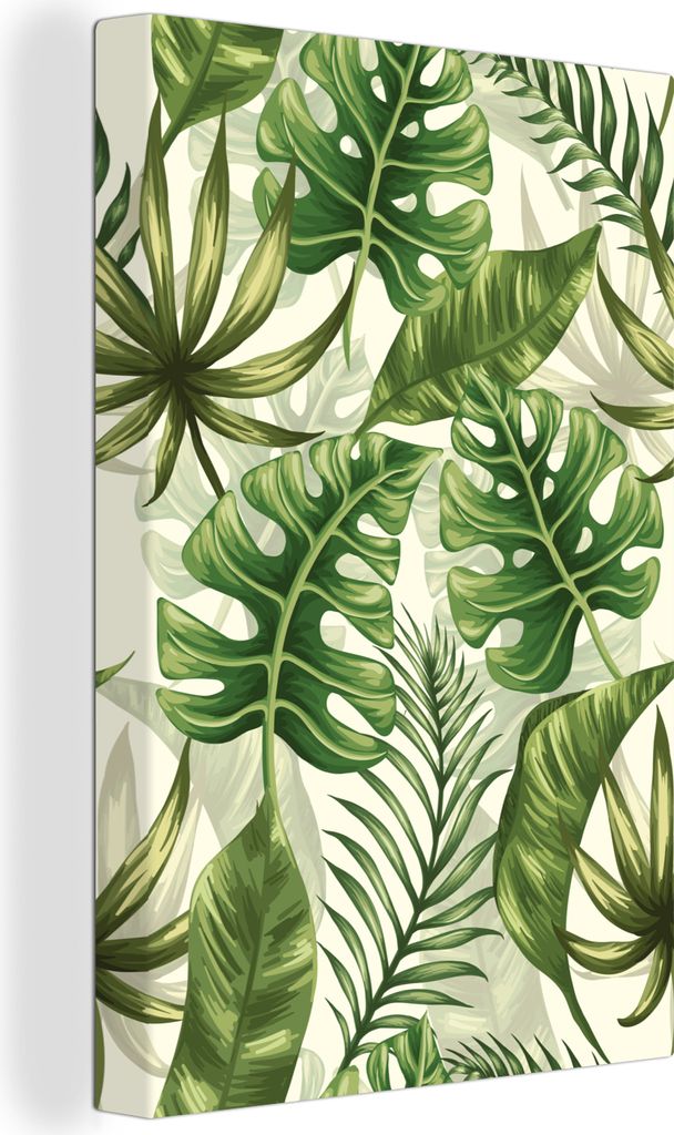 OneMillionCanvasses - Leinwandbilder - 90x140 cm, Monstera - Illustration - Weiß - Mädchen - Kinder - Jungen, Wandbilder Kunstdruck Wanddekorat...