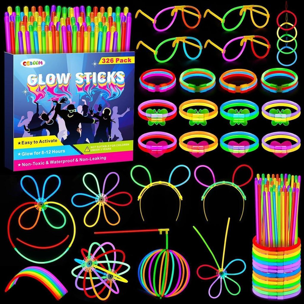 Neónové svietiace tyčinky party set 326-dielne svietiace Obrázok produktu 