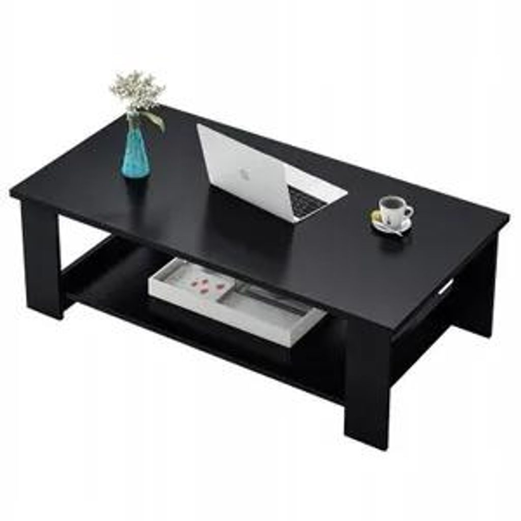 Couchtisch modern mit Regal groß 100 cm Loft schwarz Produktbild 