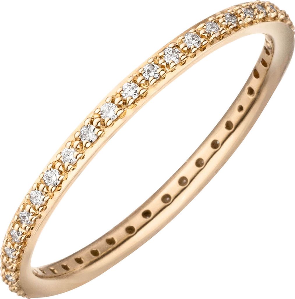 Ring Memoryring aus 585 Gold Gelbgold mit 37 Diamanten Brillanten 0,18 Ct W-si Innenumfang 52mm Ø16.6mm