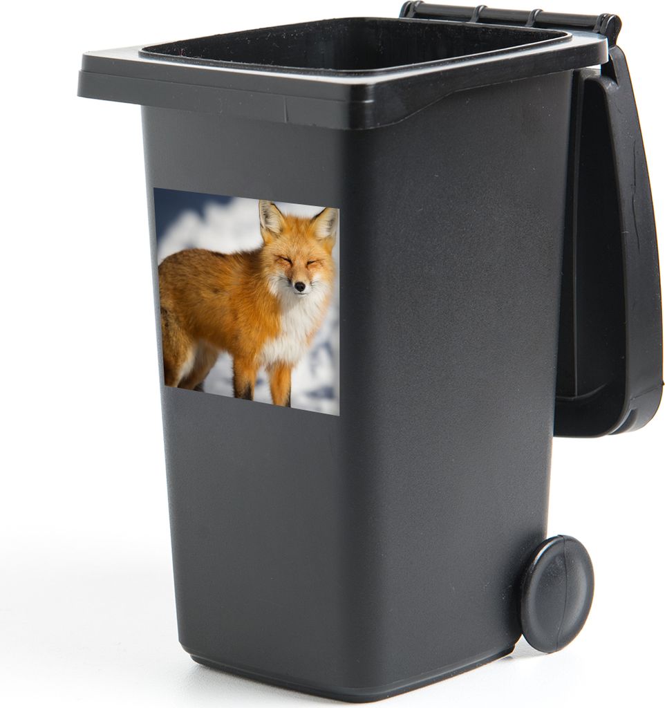 MuchoWow Mülltonnenaufkleber Fuchs - Schnee - Rot 40x40 cm - Abfall-Aufkleber - Container - für Abfallcontainer