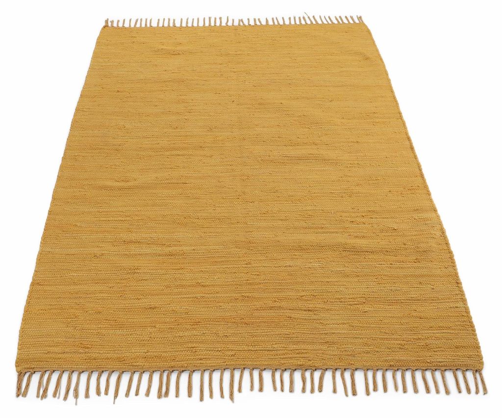 Flickenteppich Chindi Uni waschbar 90x160 cm Gelb