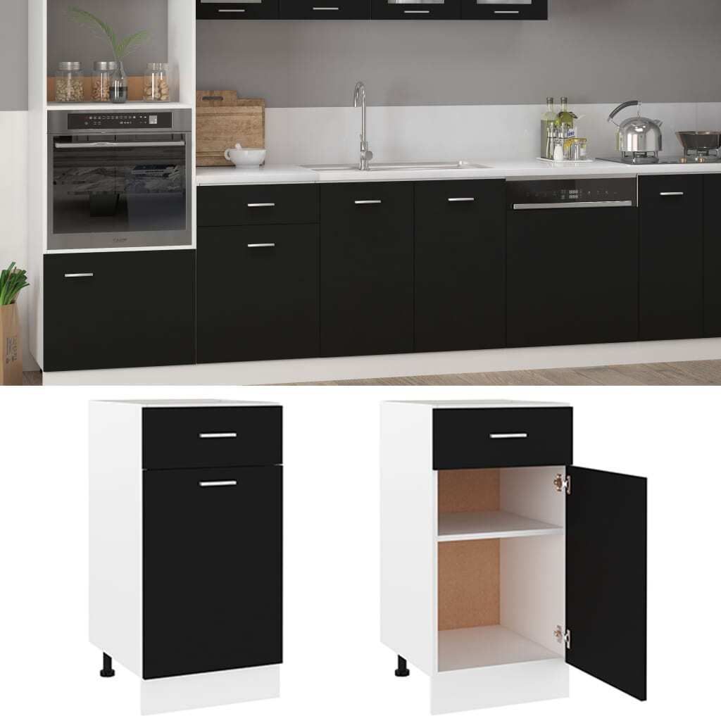 vidaXL Szafka dolna z szufladami czarna 40x46x81,5 cm płyta Zdjęcie produktu 