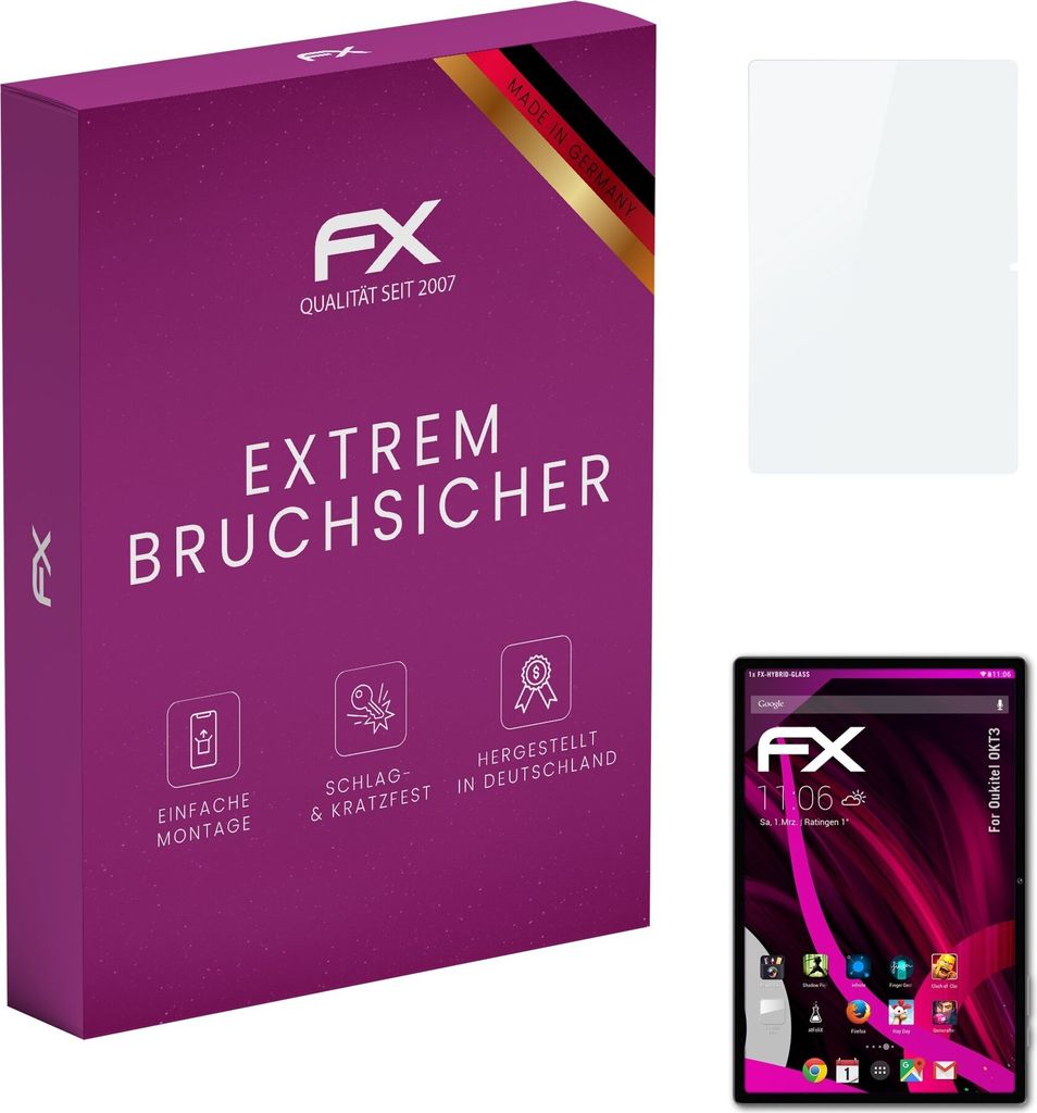 atFoliX FX-Hybrid-Glass Displayfolie kompatibel mit Oukitel OKT3 Glasfolie