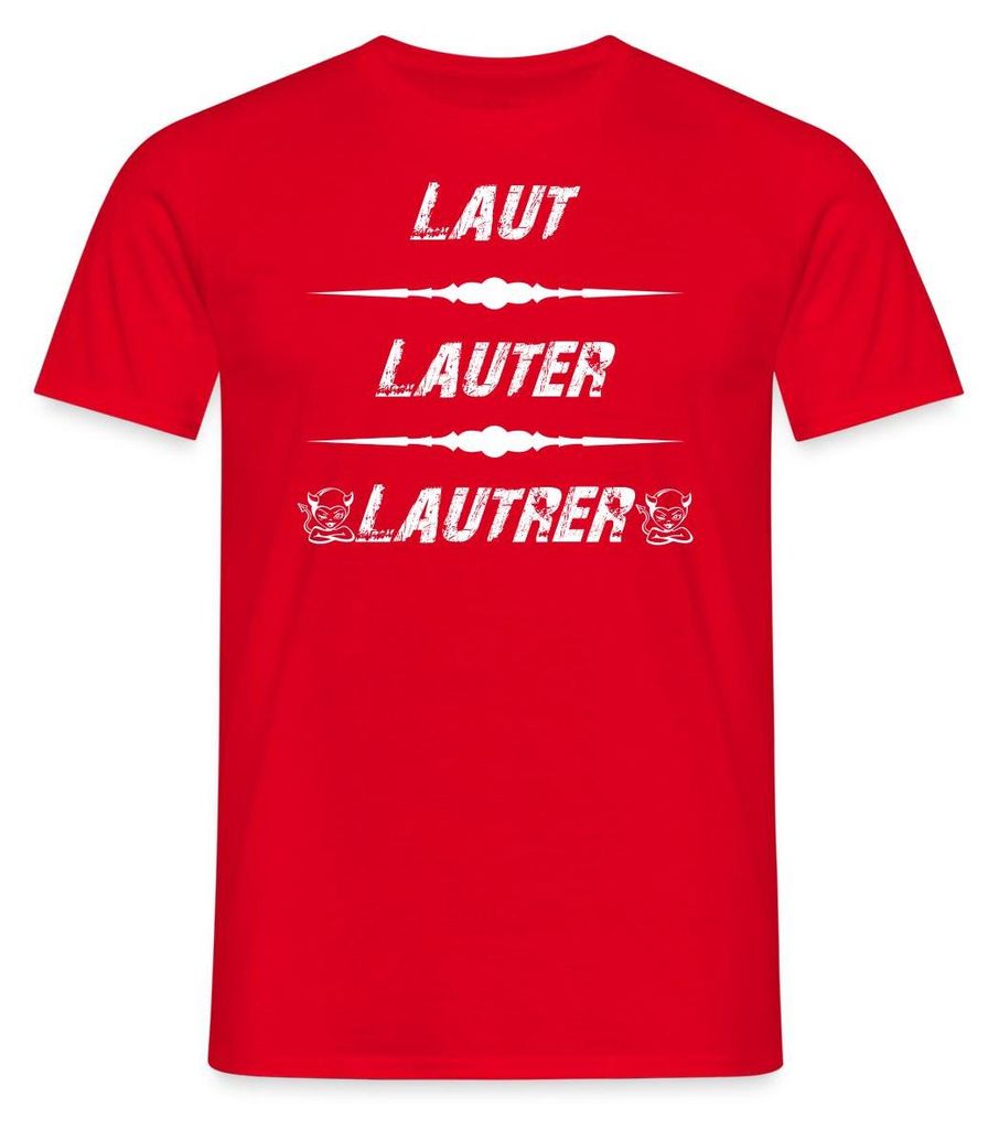 Spreadshirt Laut Lauter Lautrer Kaiserslautern Teufel Fussball Aufstieg Fan Männer T-Shirt, M, Rot