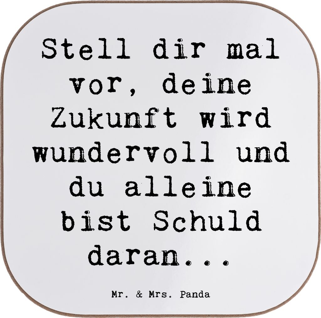 Mr. & Mrs. Panda Untersetzer für Gläser Spruch Mutig zu sich selbst stehen - Weiß - Geschenk, Coaster, Selbstbestimmung, positive Zukunft, Vertr...