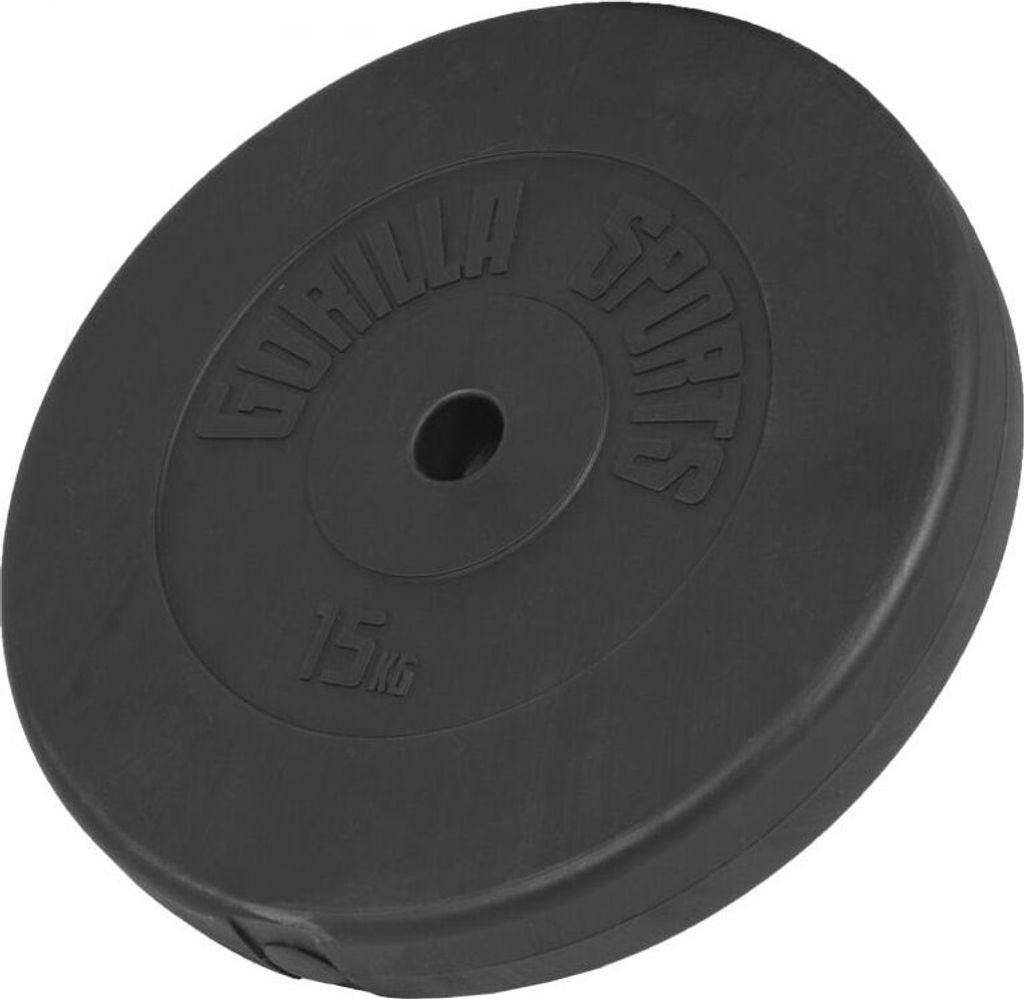 A black weight plate with embossed text.