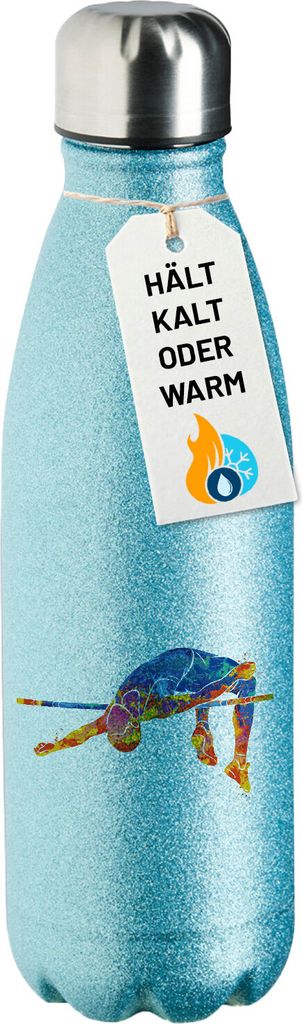 Huuraa Trinkflasche Leichtathletik Hochsprung 500ml Blue Edelstahl Wasserflasche Trinkflasche Geschenkidee