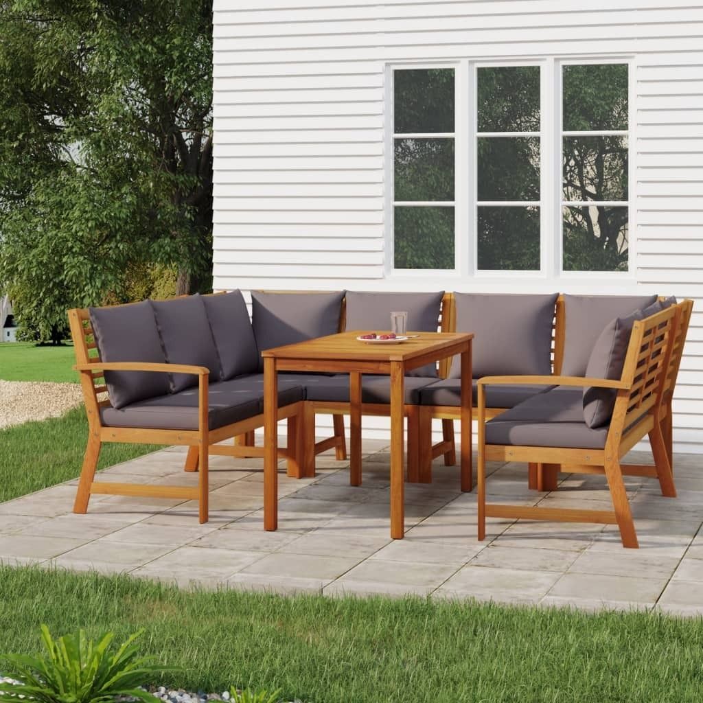 Maison Exclusive - 7-tlg. Garten-Essgruppe mit Kissen Massivholz Akazie
