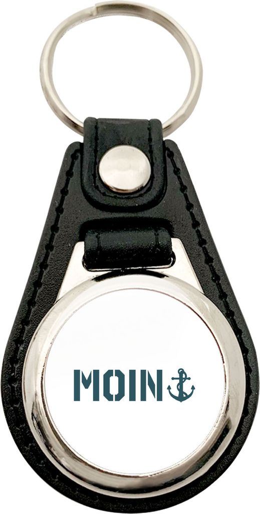 Huuraa Anhänger Moin Anker Geschenk Metall mit Kunstleder Einkaufswagenlöser Moin Anker Präsent