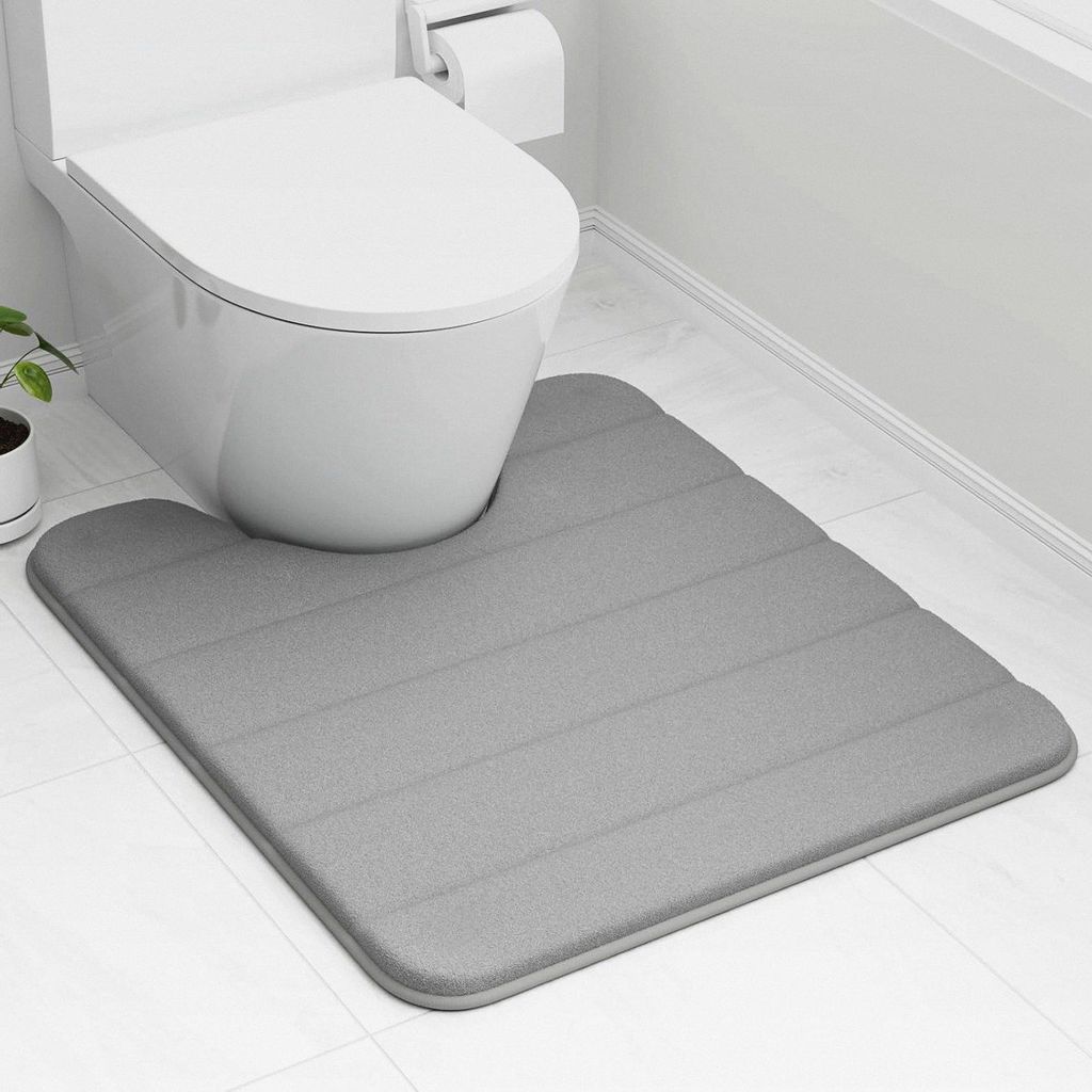 Memory-Schaum-Toilettenmatte 50 x 60 cm Grau – Ultraweiche, rutschfeste, super saugfähige Badezimmermatte