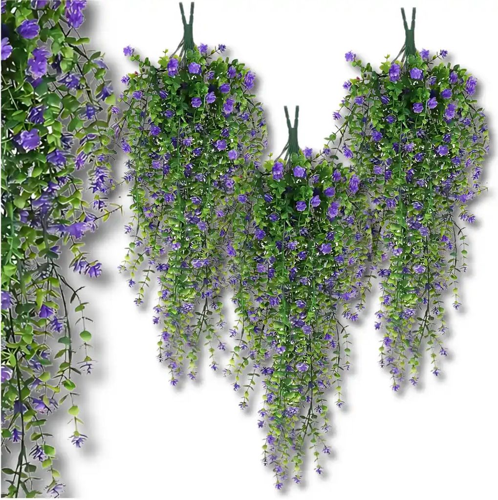 Fiori artificiali decorativi appesi, 3 pezzi, viola Immagine del prodotto 
