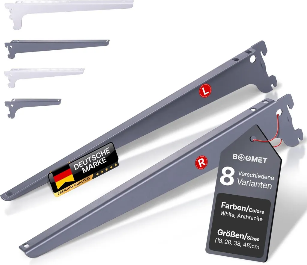 Aménagez votre atelier avec le support d'étagère 48cm anthracite x2