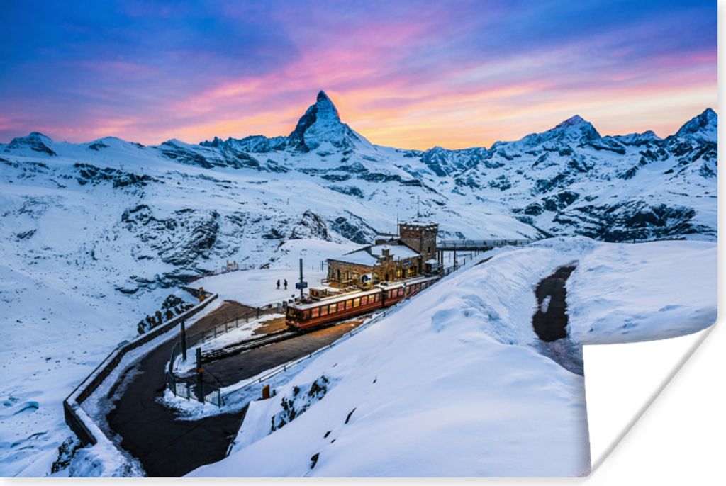 MuchoWow Poster Alpen - Schnee - Zug 30x20 cm - Plakate - Print