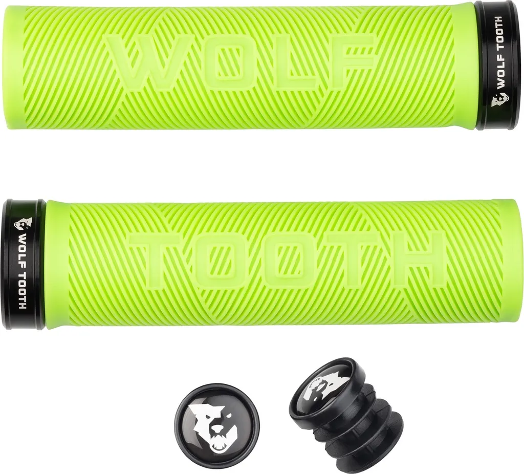 Poignées Wolf Tooth Echo Lock On Vertes pour Éviter le Mal aux Mains VTT