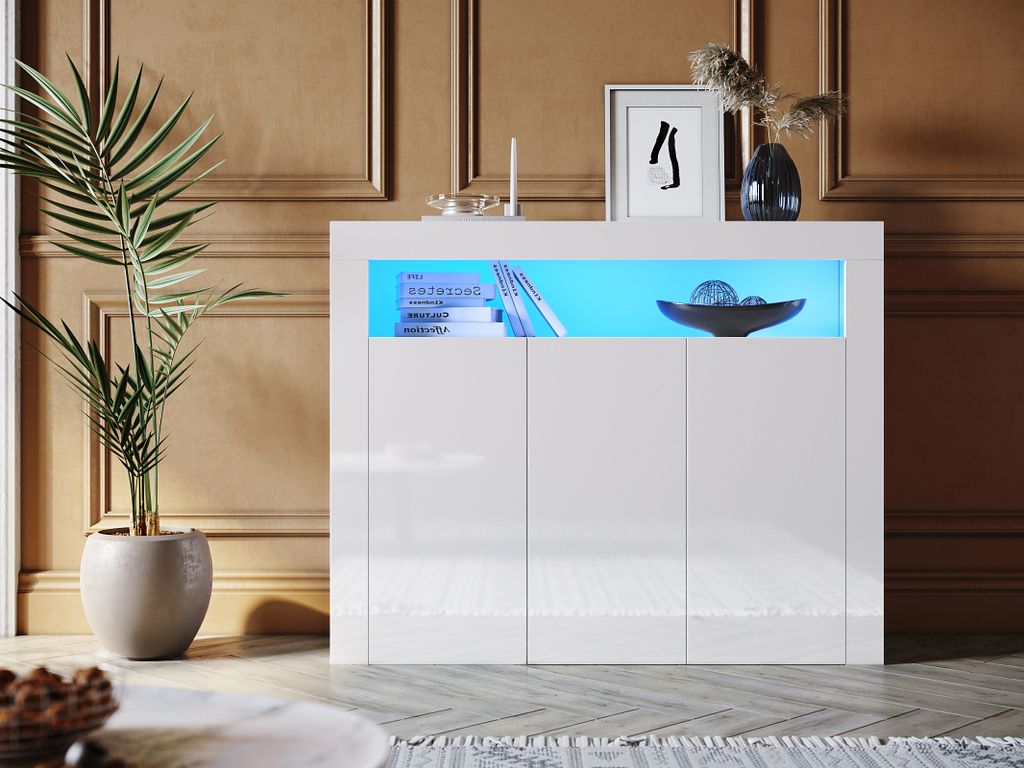 SONNI szafki do salonu komody z oświetleniem led biały Zdjęcie produktu 2