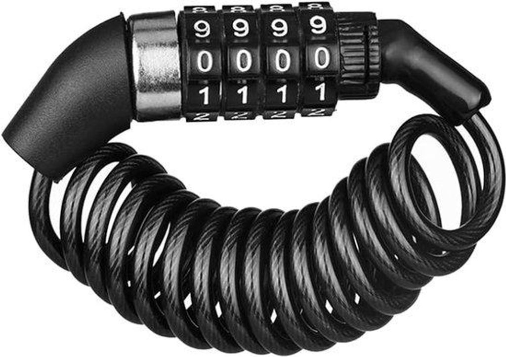 Schloss für Fahrradketten - Kettenverschluss - mit 4-stelliger Code - Metall - schwarz - Kabel bis 150 cm - Diebstahlschutz - für Fahrrad und Sno...