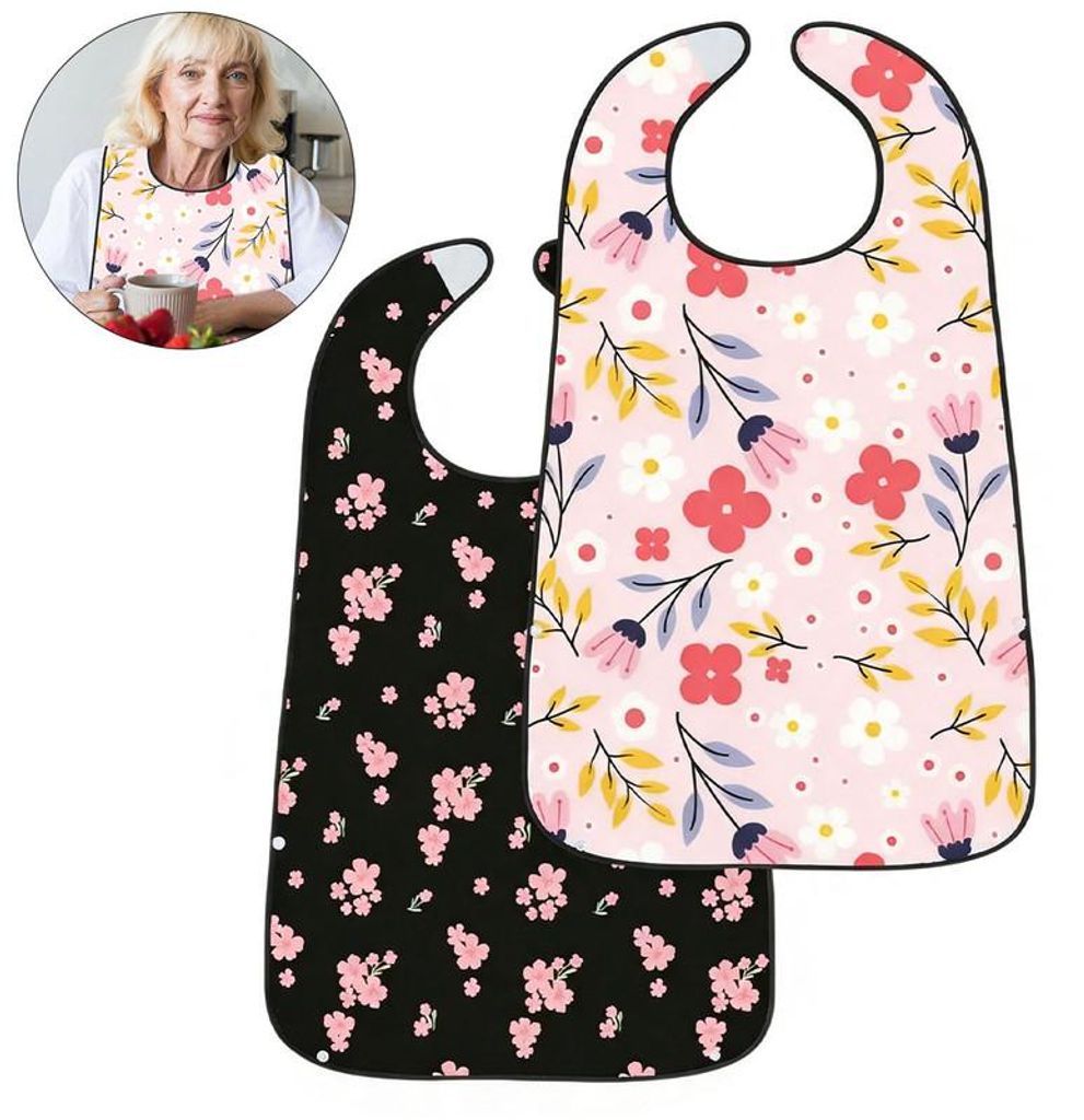 2er-Set Erwachsene Lätzchen 78x49,5cm, wasserdicht, wiederverwendbar, Essschutz für Senioren, Kinder, Pflege & Alltag
