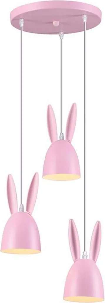 ACA Lighting Lampe suspendue enfant Bunny ZM73P35P Rose 3xE27 D35cm