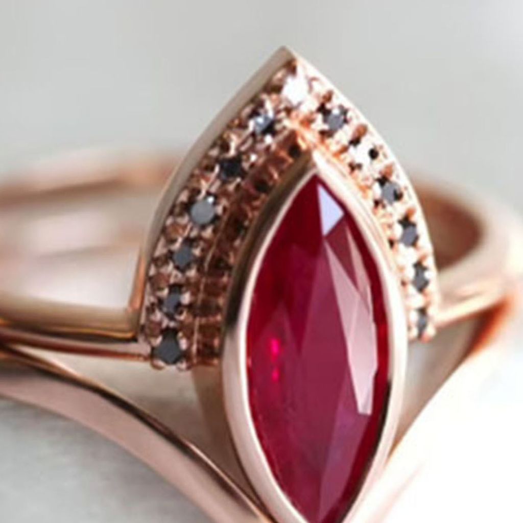 Damen-Ring, roter Strassstein, Vintage-Stil, klassischer gepaarter Knuckle-Ring für Hochzeit-Rot,US 10