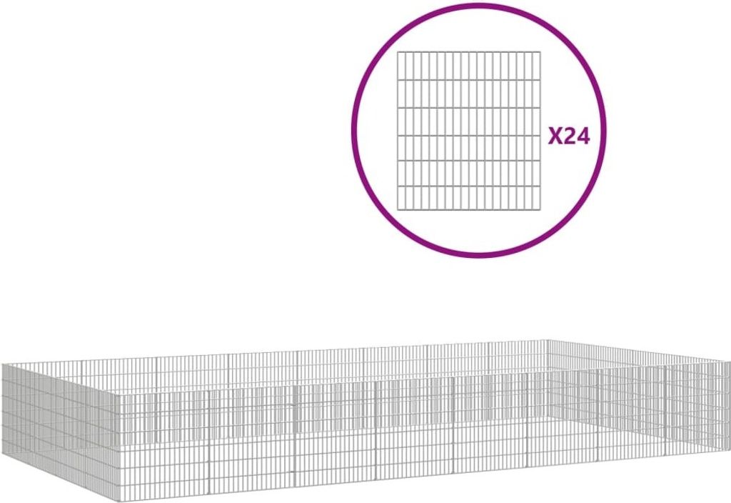 vidaXL Freilaufgehege 24-teilig 54x60 cm Verzinktes Eisen Produktbild 