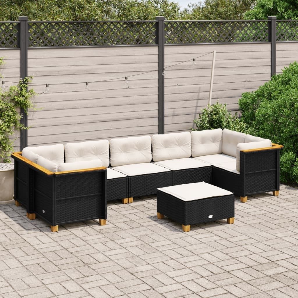 Maison Exclusive - 8-tlg. Garten-Sofagarnitur mit Kissen Schwarz Poly Rattan