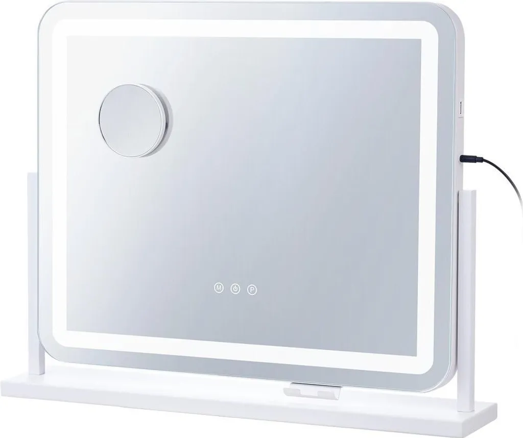 Miroir Hollywood avec LED 3 couleurs et USB pour coiffeuse 55x45 cm